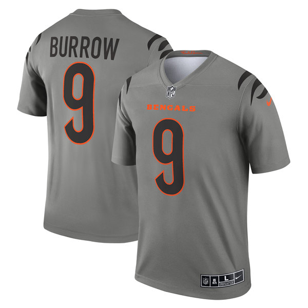 Cincinnati Bengals #9 Joe Burrow Gray Stitched Jersey