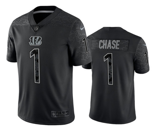 Cincinnati Bengals #1 Ja'Marr Chase Black Reflective Limited Stitched Football Jersey
