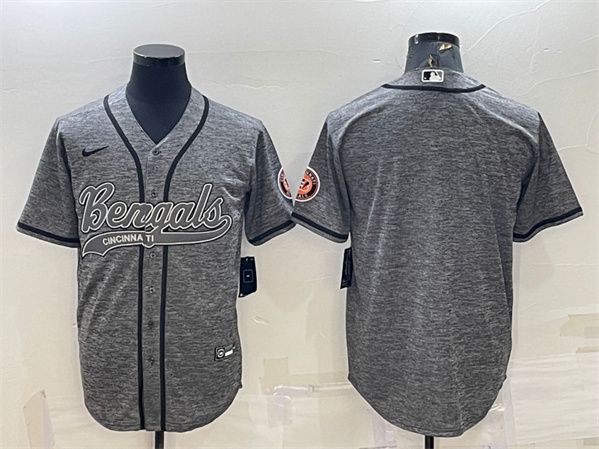Cincinnati Bengals Blank Gray With Patch Cool Base Stitched Baseball Jersey