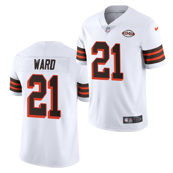 Cleveland Browns #21 Denzel Ward White 1946 Collection Vapor Stitched Football Jersey 