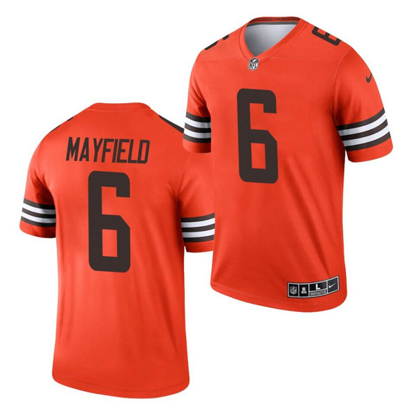 Cleveland Browns #6 Baker Mayfield Orange 2021 Inverted Legend Jersey 
