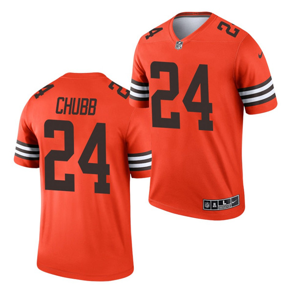 Cleveland Browns #24 Nick Chubb Orange 2021 Inverted Legend Jersey 