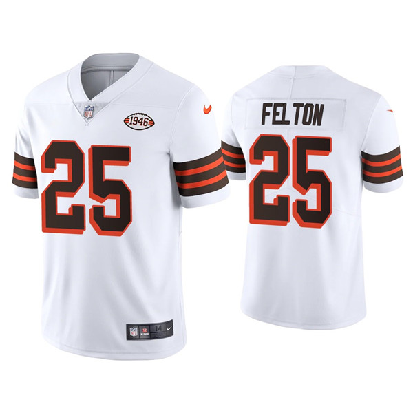 Cleveland Browns #25 Demetric Felton White 1946 Collection Vapor Stitched Football Jersey