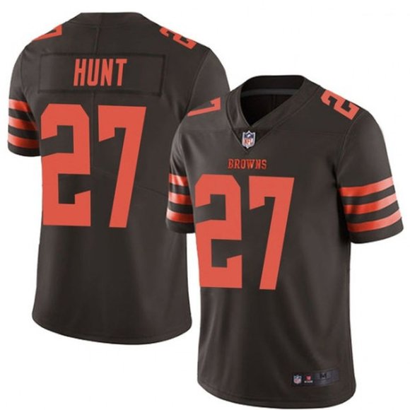 Cleveland Browns #27 Kareem Hunt Brown Color Rush Limited Stitched Jersey