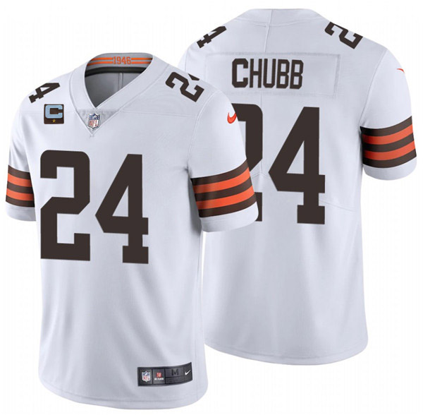 Cleveland Browns 2022 #24 Nick Chubb White With 1-Star C Patch Vapor Untouchable Limited Stitched Jersey