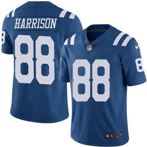 Colts #88 Marvin Harrison Royal Blue Stitched Limited Rush Nike Jersey