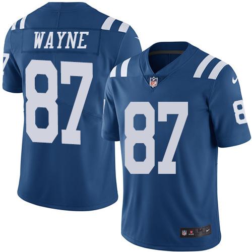 Colts #87 Reggie Wayne Royal Blue Stitched Limited Rush Nike Jersey