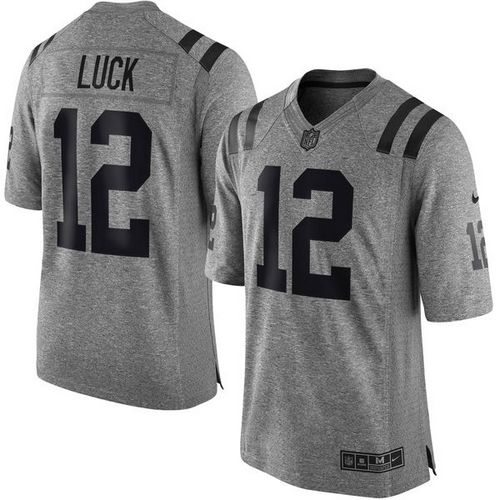 Colts #12 Andrew Luck Gray Stitched Limited Gridiron Gray Nike Jersey