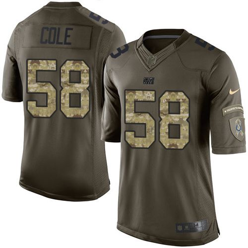 Colts #58 Trent Cole Green Stitched Limited Salute To Service Nike Jersey