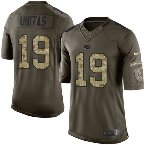 Colts #19 Johnny Unitas Green Stitched Limited Salute To Service Nike Jersey