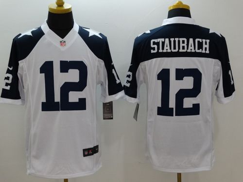 Cowboys #12 Roger Staubach White Thanksgiving Throwback Stitched Limited Nike Jersey