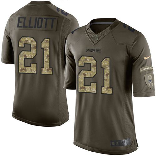 Cowboys #21 Ezekiel Elliott Green Stitched Limited Salute To Service Nike Jersey