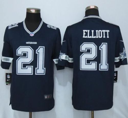 Cowboys #21 Ezekiel Elliott Navy Blue Team Color Stitched Limited Nike Jersey