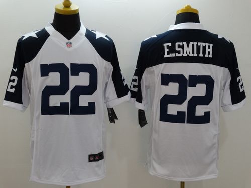 Cowboys #22 Emmitt Smith White Thanksgiving Throwback Stitched Limited Nike Jersey