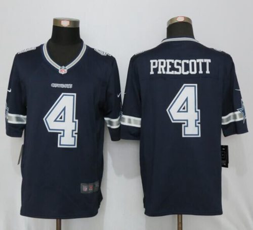 Cowboys #4 Dak Prescott Navy Blue Team Color Stitched Limited Nike Jersey