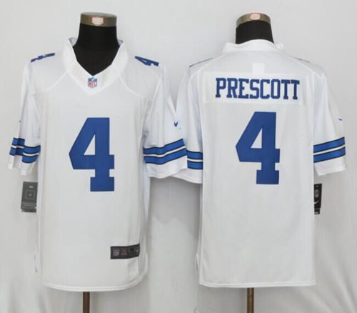 Cowboys #4 Dak Prescott White Stitched Limited Nike Jersey
