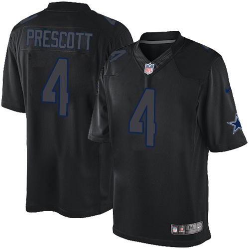 Cowboys #4 Dak Prescott Black Stitched Impact Limited Nike Jersey