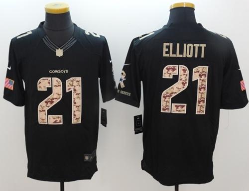 Cowboys #21 Ezekiel Elliott Black Stitched Limited Salute To Service Nike Jersey