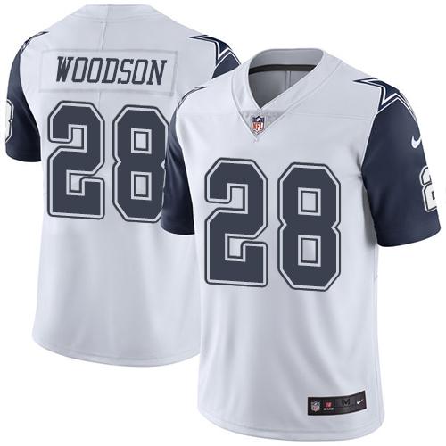 Cowboys #28 Darren Woodson White Stitched Limited Rush Nike Jersey