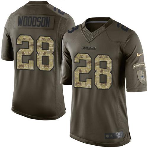 Cowboys #28 Darren Woodson Green Stitched Limited Salute To Service Nike Jersey