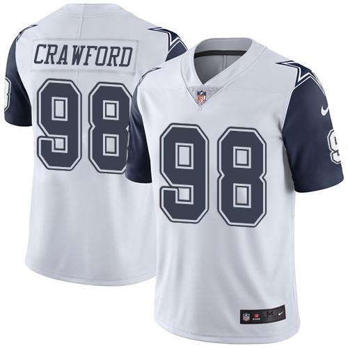 Cowboys #98 Tyrone Crawford White Stitched Limited Rush Nike Jersey