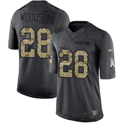 Cowboys #28 Darren Woodson Black Stitched Limited 2016 Salute To Service Nike Jersey