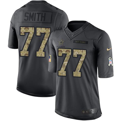 Cowboys #77 Tyron Smith Black Stitched Limited 2016 Salute To Service Nike Jersey