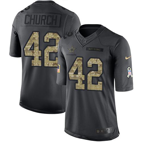 Cowboys #42 Barry Church Black Stitched Limited 2016 Salute To Service Nike Jersey