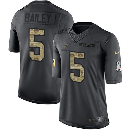 Cowboys #5 Dan Bailey Black Stitched Limited 2016 Salute To Service Nike Jersey