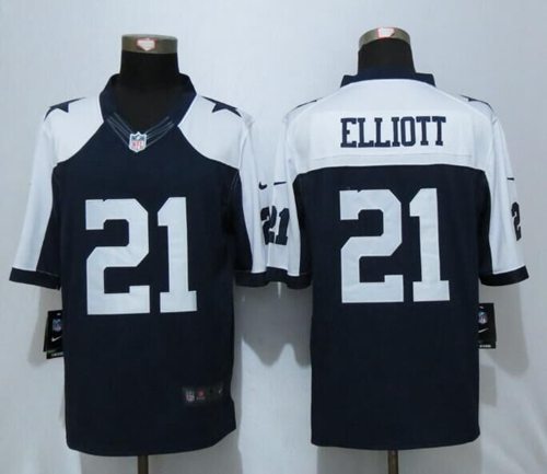 Cowboys #21 Ezekiel Elliott Navy Blue Thanksgiving Throwback Stitched Limited Nike Jersey