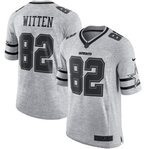 Cowboys #82 Jason Witten Gray Stitched Limited Gridiron Gray II Nike Jersey