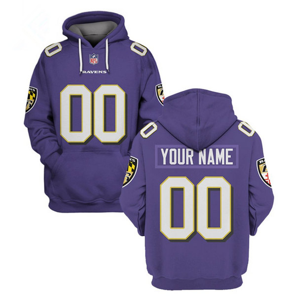 Baltimore Ravens Customized Purple Pullover NFL Hoodie