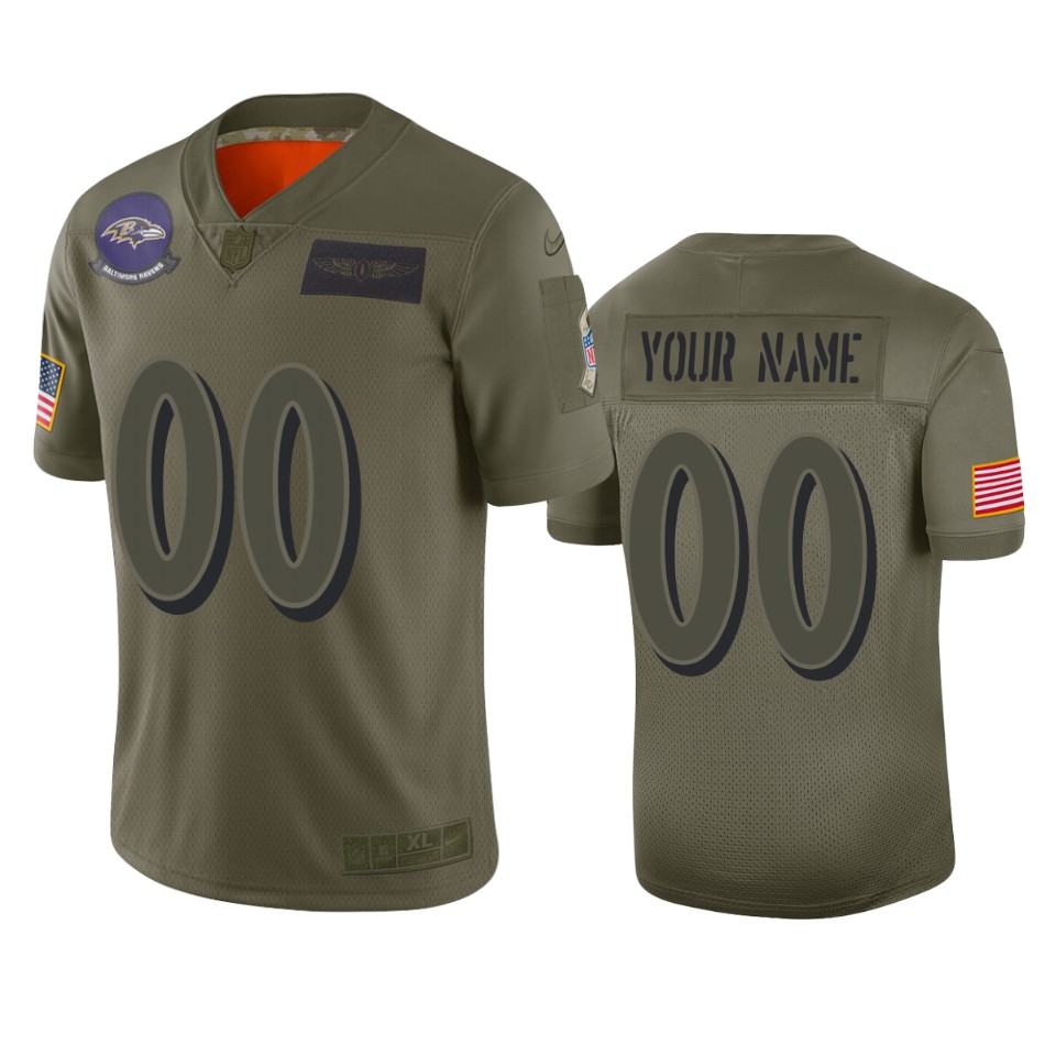 Baltimore Ravens Customized 2019 Camo Salute To Service Limited Stitched NFL Jersey.