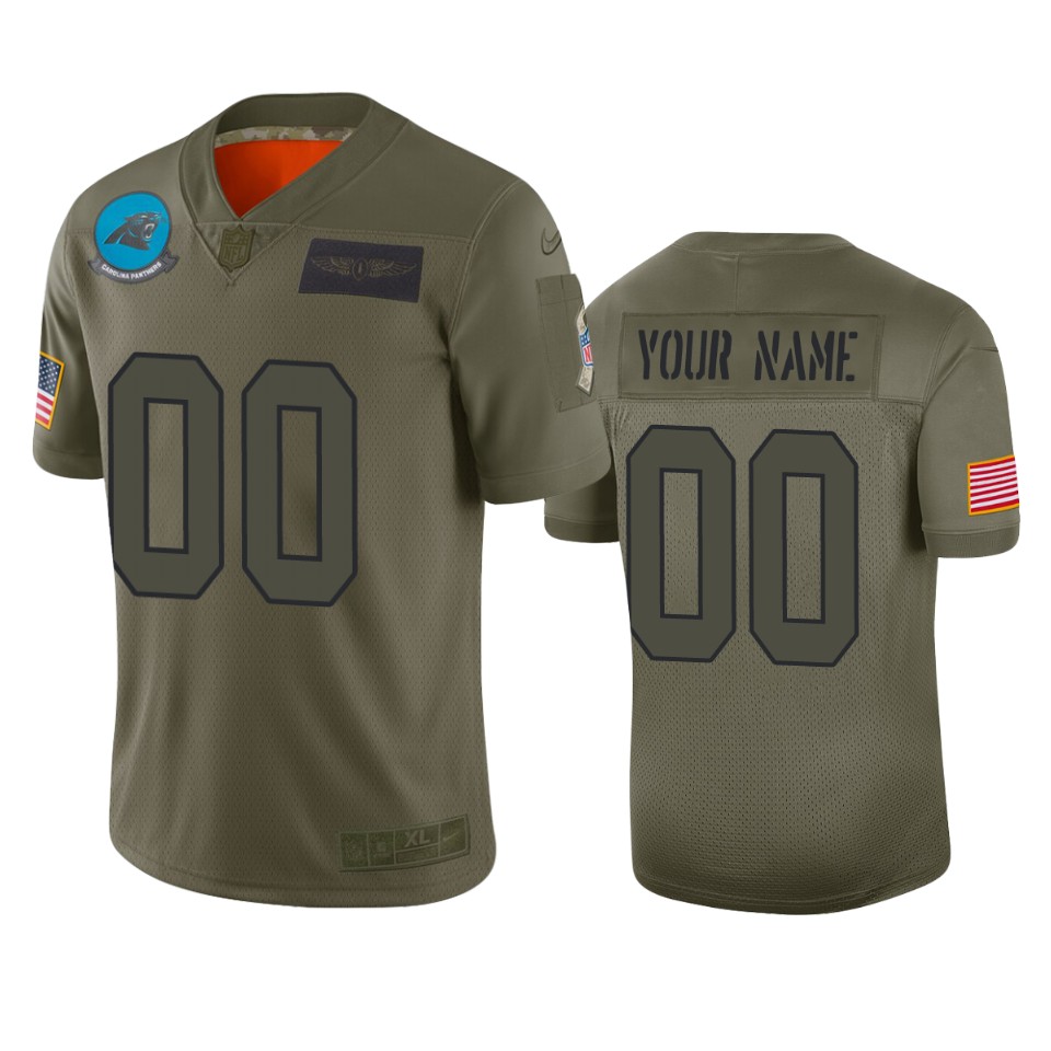 Carolina Panthers Customized 2019 Camo Salute To Service NFL Stitched Limited Jersey.