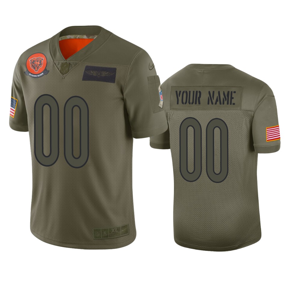 Chicago Bears Customized 2019 Camo Salute To Service NFL Stitched Limited Jersey.