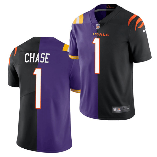 Cincinnati Bengals Customized 2021 Black Purple Split Limited Stitched Jersey