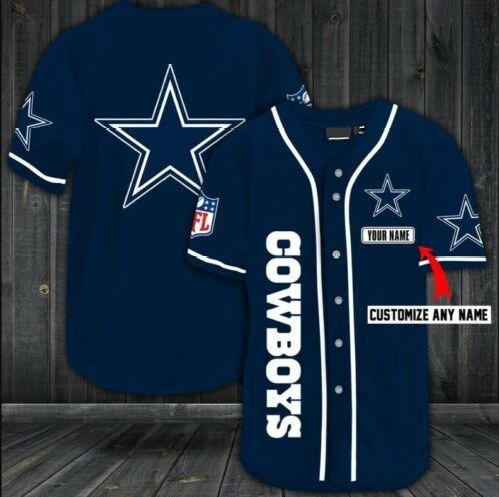 Dallas Cowboys Customized Navy Baseball Jersey