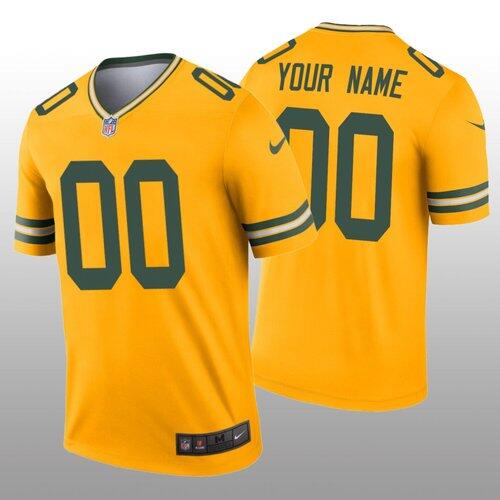 Green Bay Packers Customized 2019 Gold Inverted Legend Stitched NFL Jersey