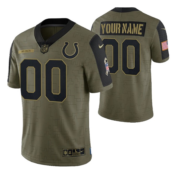 Indianapolis Colts Customized Olive Salute To Service Limited Stitched Jersey