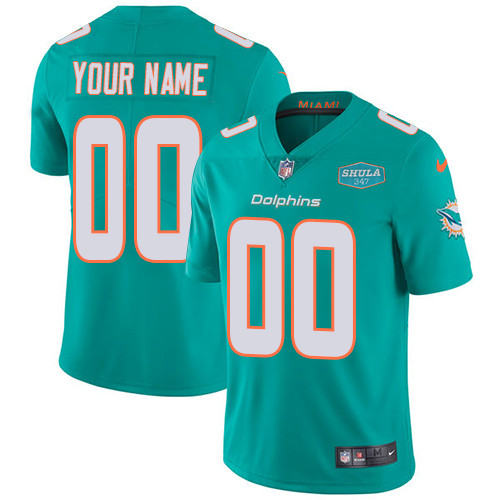 Miami Dolphins Customized Aqua With 347 Shula Patch 2020 Vapor Untouchable Stitched Jersey