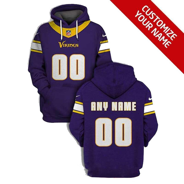 Minnesota Vikings Customized Purple To Service Sideline Performance Pullover NFL Hoodie