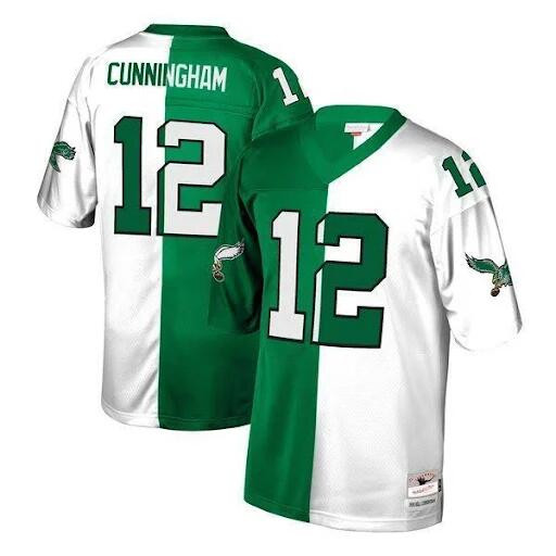 Philadelphia Eagles Custom White Green Split Limited Stitched Jersey