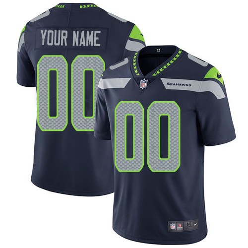 Seahawks Customized Navy Vapor Untouchable Limited Stitched Jersey