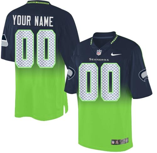 Seattle Seahawks Customized Steel Blue Green Stitched Fadeaway Fashion Jersey