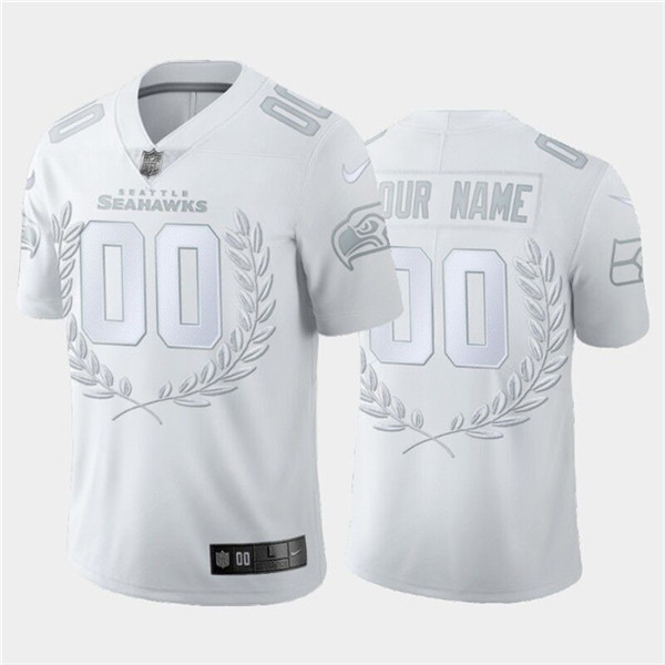 Seattle Seahawks Customized White MVP Stitched Limited Jersey