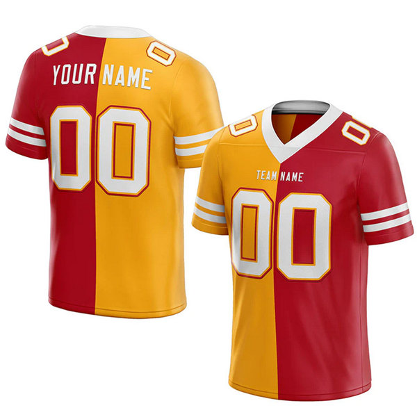Tampa Bay Buccaneers Customized Red Yellow/White Split Limited Stitched Jersey