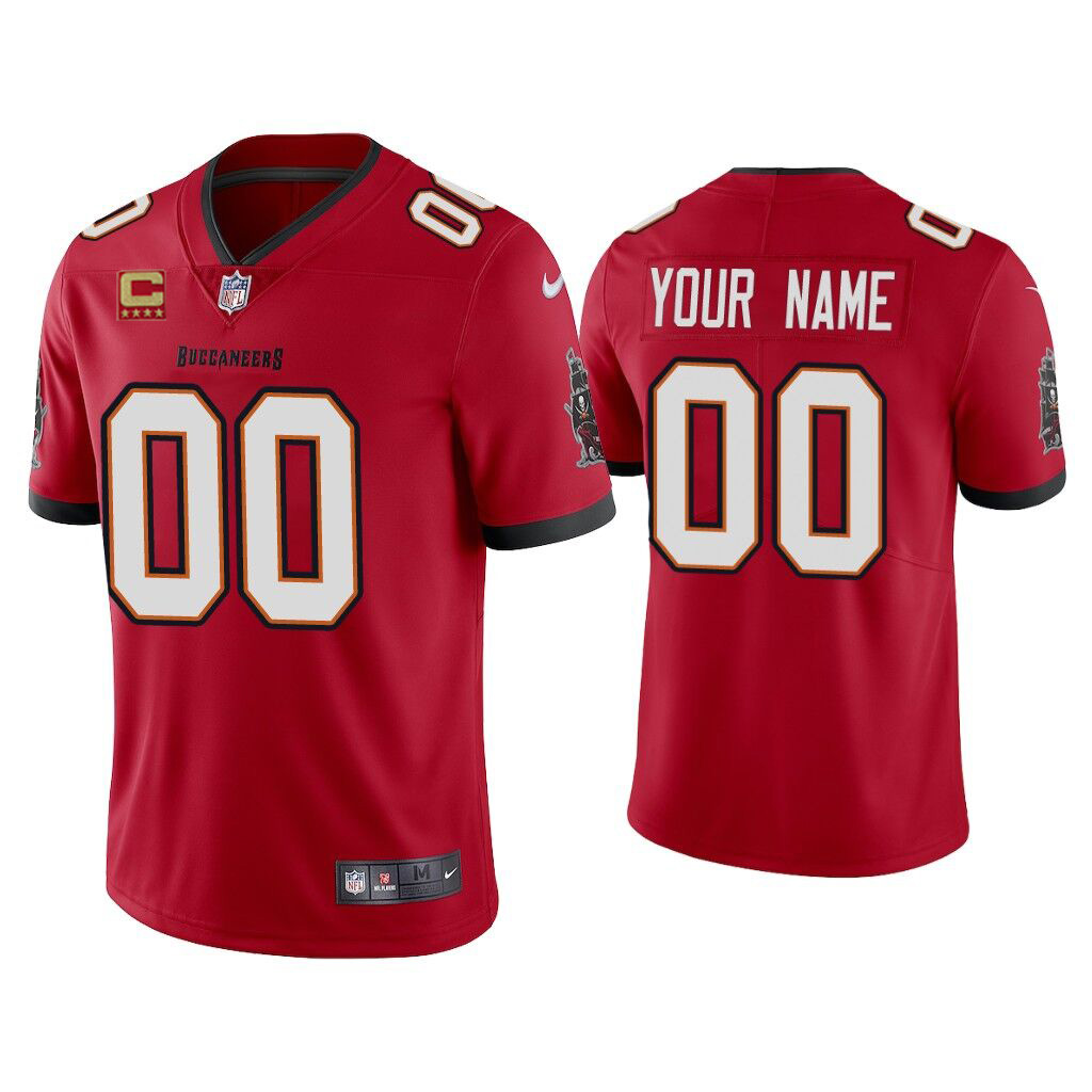 Tampa Bay Buccaneers Customized 2020 With Captain Patch Red Vapor Untouchable Limited Stitched NFL Jersey
