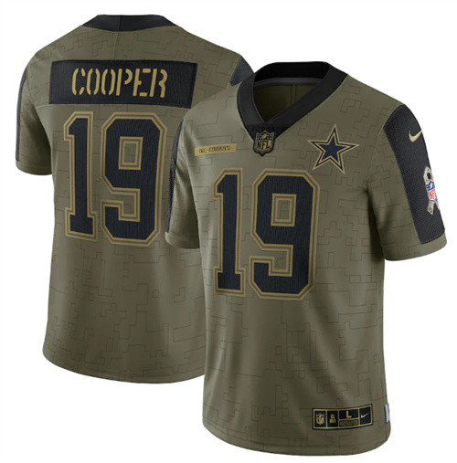 Dallas Cowboys #19 Amari Cooper 2021 Olive Salute To Service Limited Stitched Jersey
