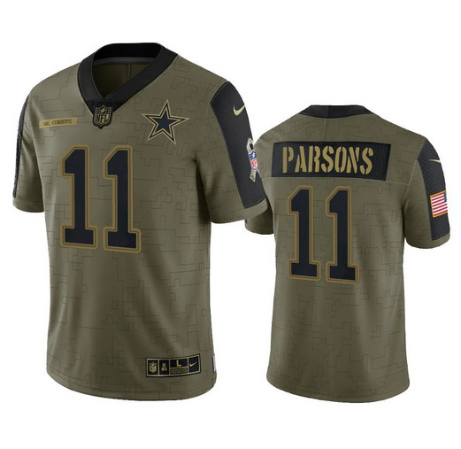 Dallas Cowboys #11 Micah Parsons 2021 Olive Salute To Service Limited Stitched Jersey