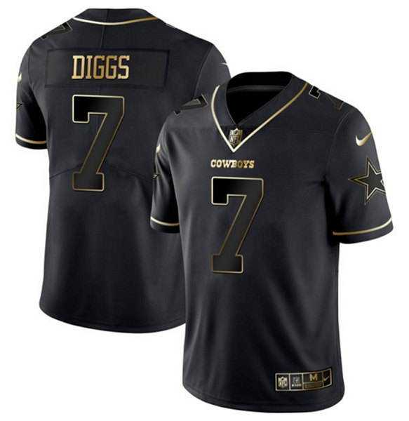 Dallas Cowboys #7 Trevon Diggs Black Golden Edition Limited Stitched Jersey